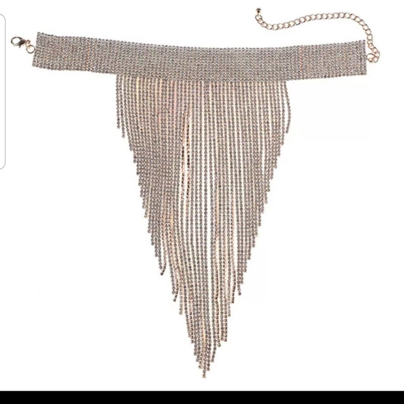 Dolls kill gold rhinestone chain choker - Picture 3 of 7